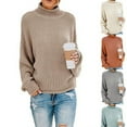 thumbnail image 4 of Powerdelux Women's Turtleneck Sweater Oversized Long Batwing Sleeve Chunky Knit Pullover Tops, 4 of 4