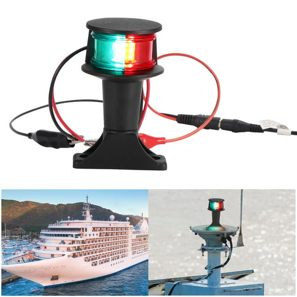 Lámpara De Señal De Navegación Led De 12V Luz De Señal De Barco Resistente Al Agua Ángulo Ajustable Luz De Barco Marino Con Base Vogacara VI009339-01