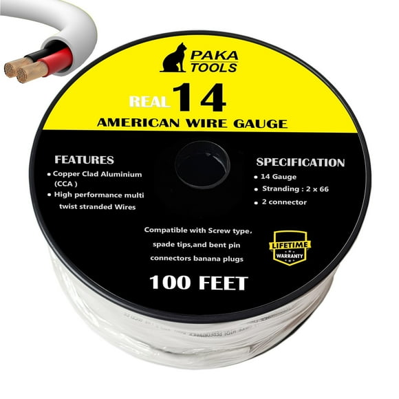 Clad Aluminum 100ft In-Wall Rated Speaker Wire Cable 14 Gauge