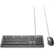 Azio - KM535 Full-size Wired Membrane Keyboard and Mouse Bundle for PC with Antimicrobial - Black