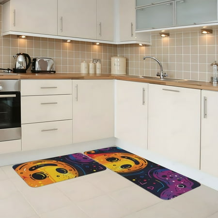 

Kitchen Mats for Floor 2 Piece - Playful Ghosts Night Sky Anti Fatigue Mats for Kitchen Floor Kitchen Rugs Non Slip Washable Mat for Home Kitchen Decor