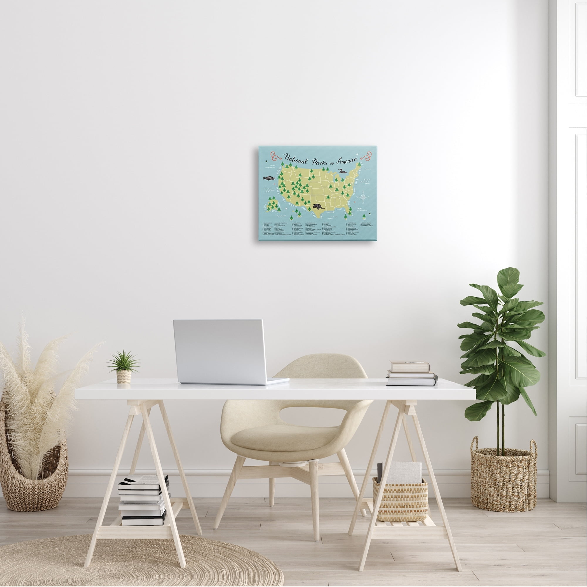 Stupell Industries National Parks Detailed Informative Map Diagram Canvas Wall Art, 40 x 30, Design by Michael Buxton