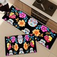 thumbnail image 4 of Mexican Day of the Dead Floral Skull Flannel Mat Set, Non-Slip Washable Kitchen Rug, Absorbent Floor Mat for Bathroom Living Room Doormat Decor, 4 of 15