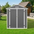 thumbnail image 6 of 6ft x 6ft Plastic Outdoor Storage with Floor and Lockable Door Plastic Garden Shed for Backyard, Lawn, Gray, 6 of 7