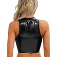 thumbnail image 2 of Sxiwei Women's Shiny Leather Front Lace Up Crop Top Gothic Music Festival Vest Top Black 3XL, 2 of 6