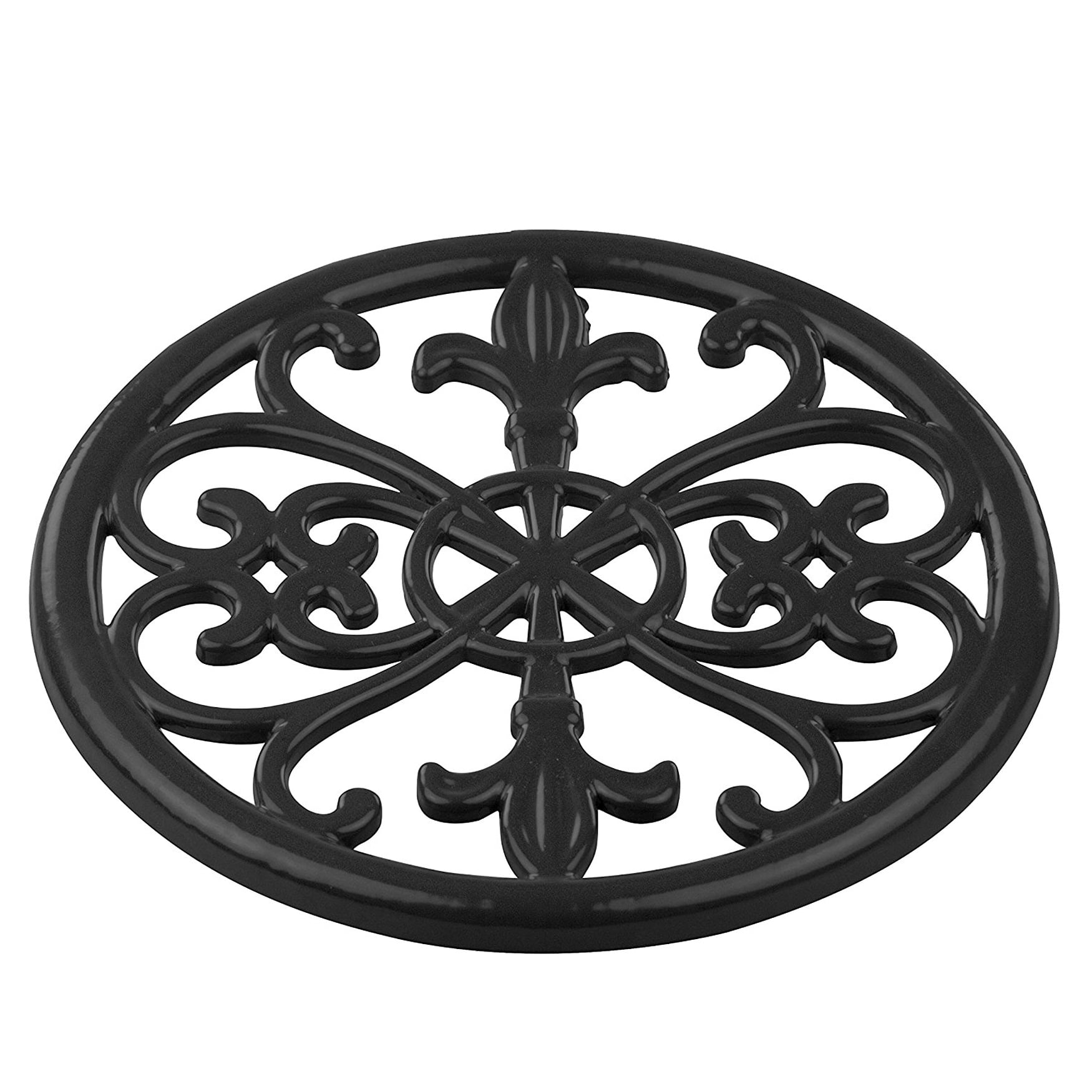 Home Basics Cast Iron Classic Fleur De Lis Trivet Black 8" x 8" x 1/2