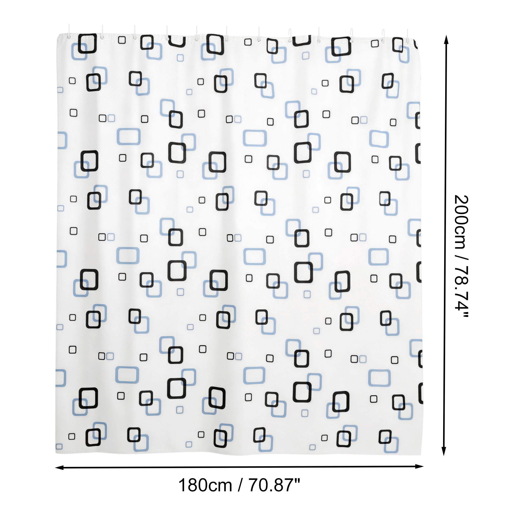 Unique Bargains Durable Shower Curtain Measuring 70.87x78.74 Inches One Piece Grid Pattern