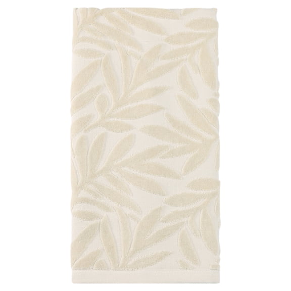 REGALWOVEN Decorative Embossed Leaf Hand Towels, Pure Cotton, Ultra Soft & Absorbent 28 x 16 Inch Bathroom Towel Set for Spa, Gym, Guest Room Beige 1pk