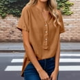 thumbnail image 3 of T Shirts for Women 2026 Summer Linen Lightweight Short Sleeve V Neck Loose Business Casual Office Work Tshirt Blouse, 3 of 6