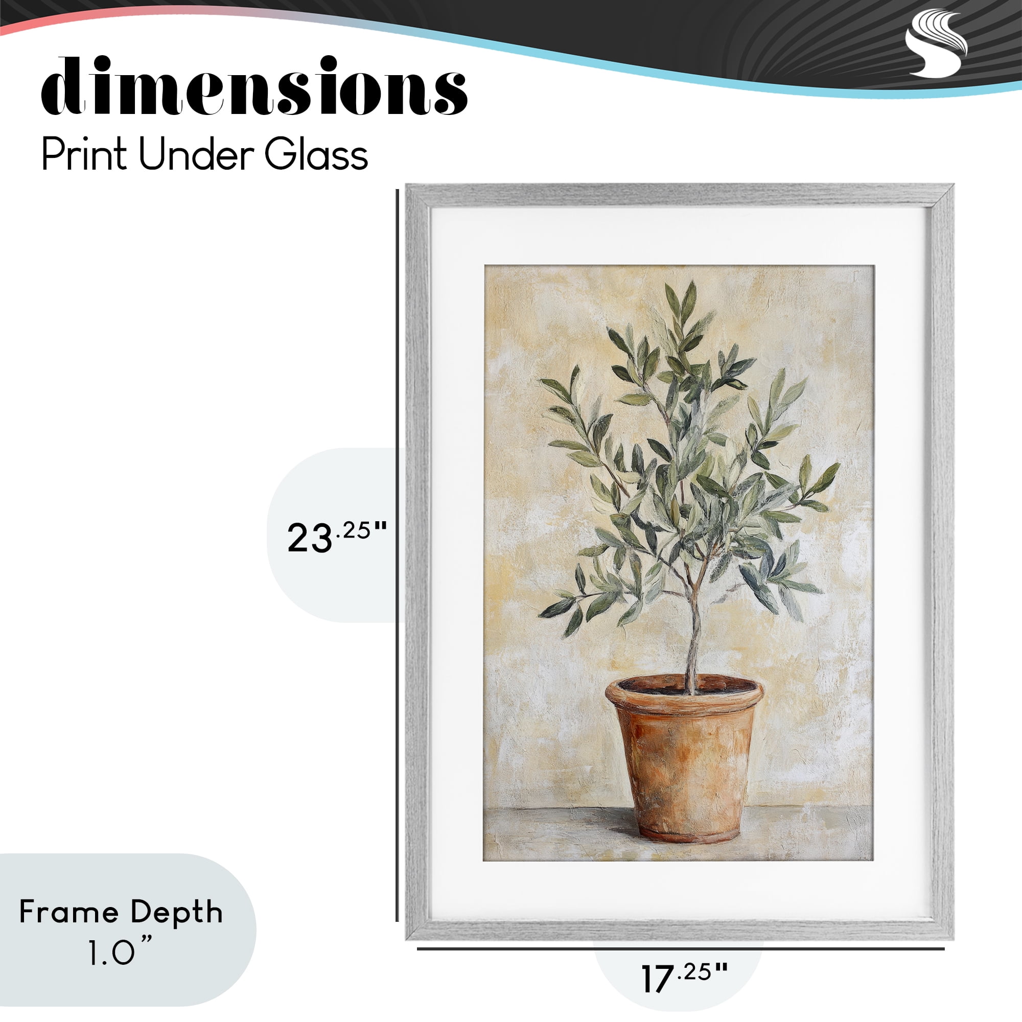 Stupell Industries House Plant in Terracotta Gray Framed Print Under Glass, design by Petal Prints Design