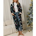 thumbnail image 5 of Penkiiy Christmas Printed Robe Bathrobe Women's Christmas Casual Breathable Hooded Long Sleeved Flannel Nightgown+Belt Black Nightgowns, 5 of 6