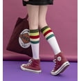 thumbnail image 3 of CHUNTIAN Sox Womens Girls Triple Striped Knee High Socks Roller Skate Socks Cotton Sport Athletic Tube Socks Costume Stocking, 3 of 5