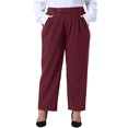 thumbnail image 2 of DARING DIVA Women's Plus Summer Elastic High Waisted Long Straight Pants 3X Burgundy, 2 of 6