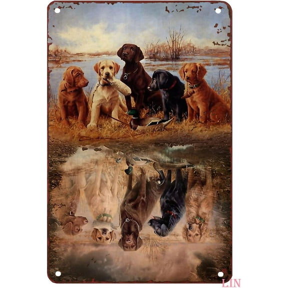 Hunting Decorations for Boys Room Duck Hunting Dogs Lovers Poster Waterfowl Hunting Metal Signs Vintage Room Decor Aesthetic Wall Art Tin Sign Gift for Garage Man Cave Bar 8x12 inch