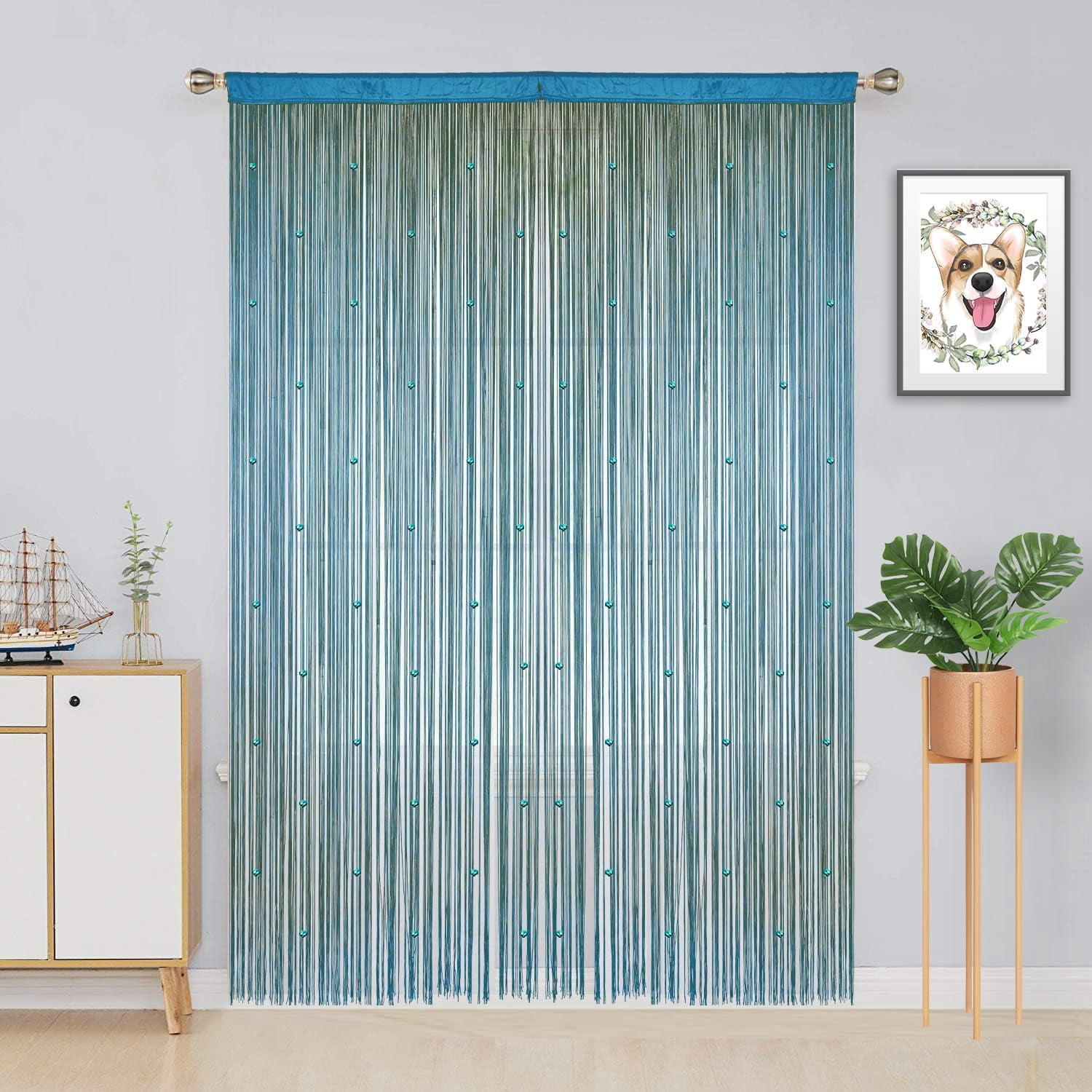 UniVerse Beaded Curtain Beaded Curtains for Doorways Crystals Suitable for Interior Hanging Decoration and Partitions Closet Curtains (39"x79", Blue)