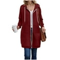 thumbnail image 5 of UngA Long Hoodies for Women Zip Up Long Sleeve Oversized Sweatshirts Casual Lightweight Fleece Jackets With Pockets Women's Hoodies (Wine,XL), 5 of 7