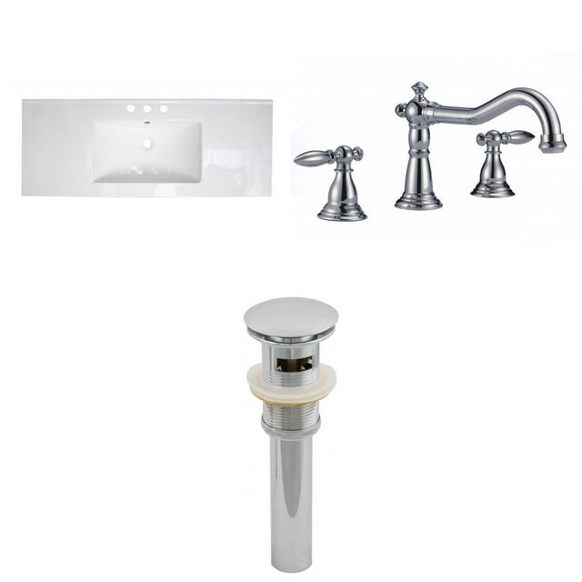 American Imaginations 48-in. W 3H8-in. Ceramic Top Set In White Color - Overflow Drain Incl. AI-27201