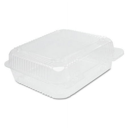 Dart C51UT1 StayLock 7.8 in. x 8.3 in. x 3 in. Hinged Lid Containers - Clear (2-Bag/Carton 125-Piece/Bag)