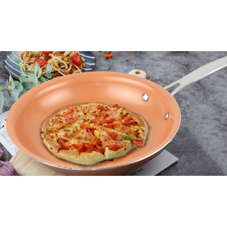 Hot new product nonstick Pan Copper Red Pan Ceramic Induction Frying Pan Pan  Safety 8 10