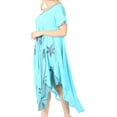 thumbnail image 3 of Sakkas Watercolor Palm Tree Tank Caftan Dress - Turquoise - One Size, 3 of 5
