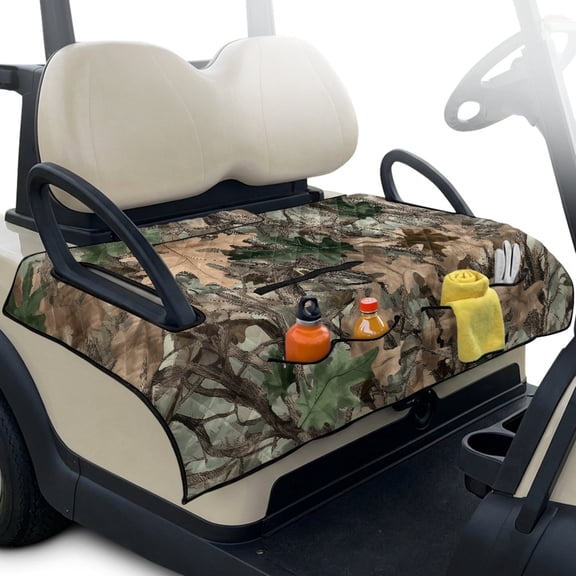LedBack Camo Hunting Print Golf Cart Seat Towel Covers with Non-Slip Backing 30 x 51 In Foldable Golf Club Cart Seat Covers with 4 Front Pockets