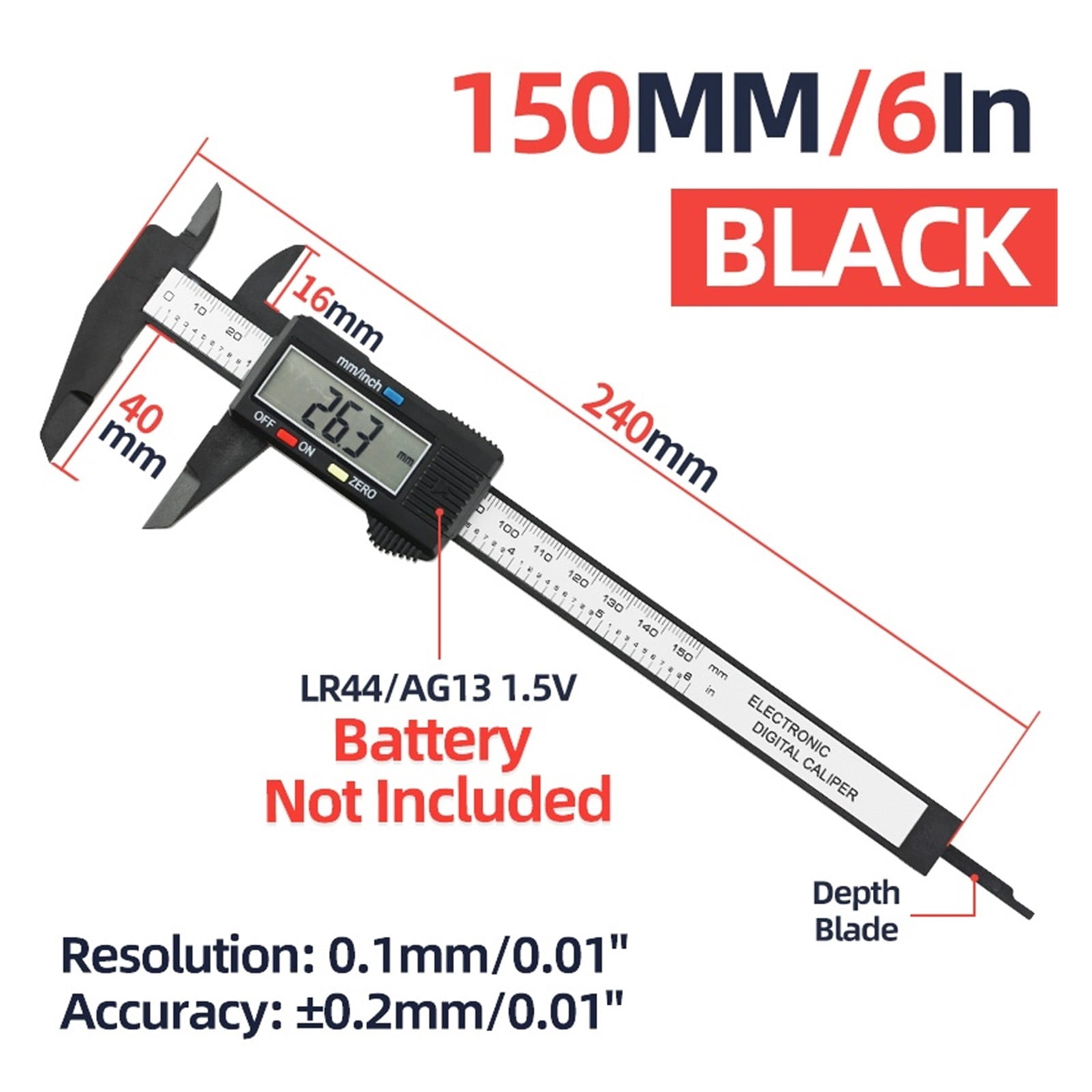 Electronic Digital Display Caliper Large Screen Display Vernier Caliper Carpenter Tool Caliper