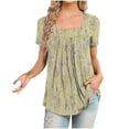 thumbnail image 1 of Pntutb Hauts Courts pour Femmes Liquidation Femmes Mode Décontractée T-Shirt à Manches Courtes Ample Blouse Hauts Rabais, 1 of 4