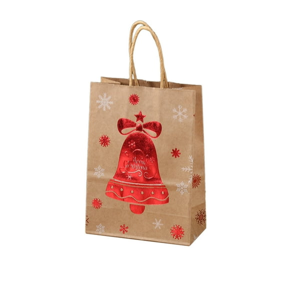 Sacs Cadeaux en Papier Kraft à Thème de Noël avec Poignées pour Collations et Fournitures de Fête Mesure 11X8X4 Pouces Style E