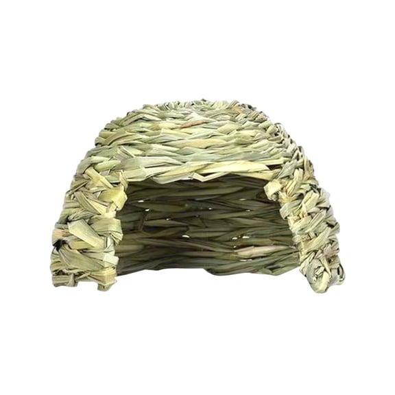 Tachiuwa Cabane Cachette pour Bébé Lapin Tunnel en Herbe Tissé à la Main Nid en Paille Jouet pour Lapin Chinchilla Petits Animaux 21cmx14cm