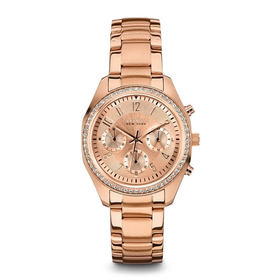 Caravelle Women's 44L117 Rose Gold Finish Chronograph Watch