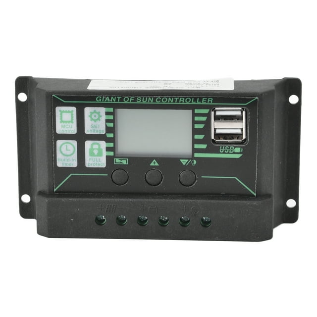 Controlador de carga y descarga solar con pantalla LCD ajustable, PWM, doble USB, regulador de panel solar fotovoltaico MPPT de 30 A