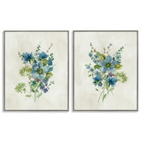 Stupell Industries Delicate Blossom Bundles Plants & Flowers Painting Gray Framed Art Print Wall Art, 16 x 20, Set of 2