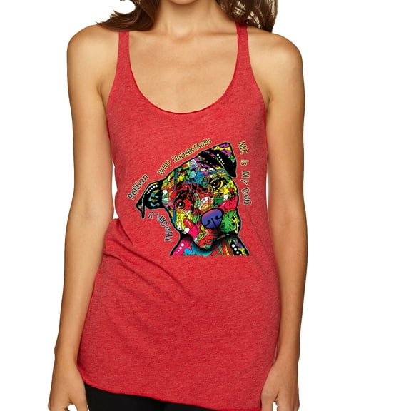 Dean Russo The Only Person Dog Lover Tri-Blend Racerback Tank Top, Vintage Red, Small