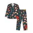 thumbnail image 1 of Fotbe Berries and Flowers Pijama de Hombre con Estampado de Manga Larga, Conjunto de 2 Piezas, Ropa de Dormir Suave y Cómoda con Bolsillos-Small, 1 of 7