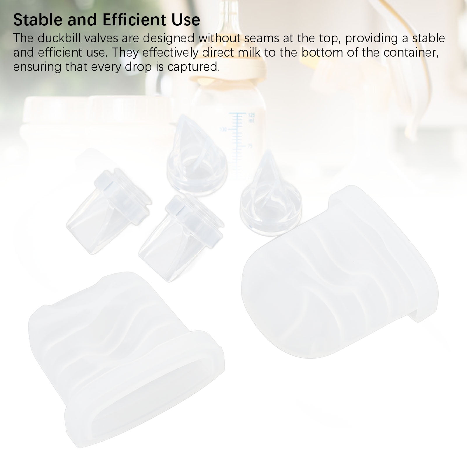 M Buder 6-Piece Duckbill Valves & Silicone Diaphragm Replacement Accessories Compatible with S32 Breast Pump, Clear