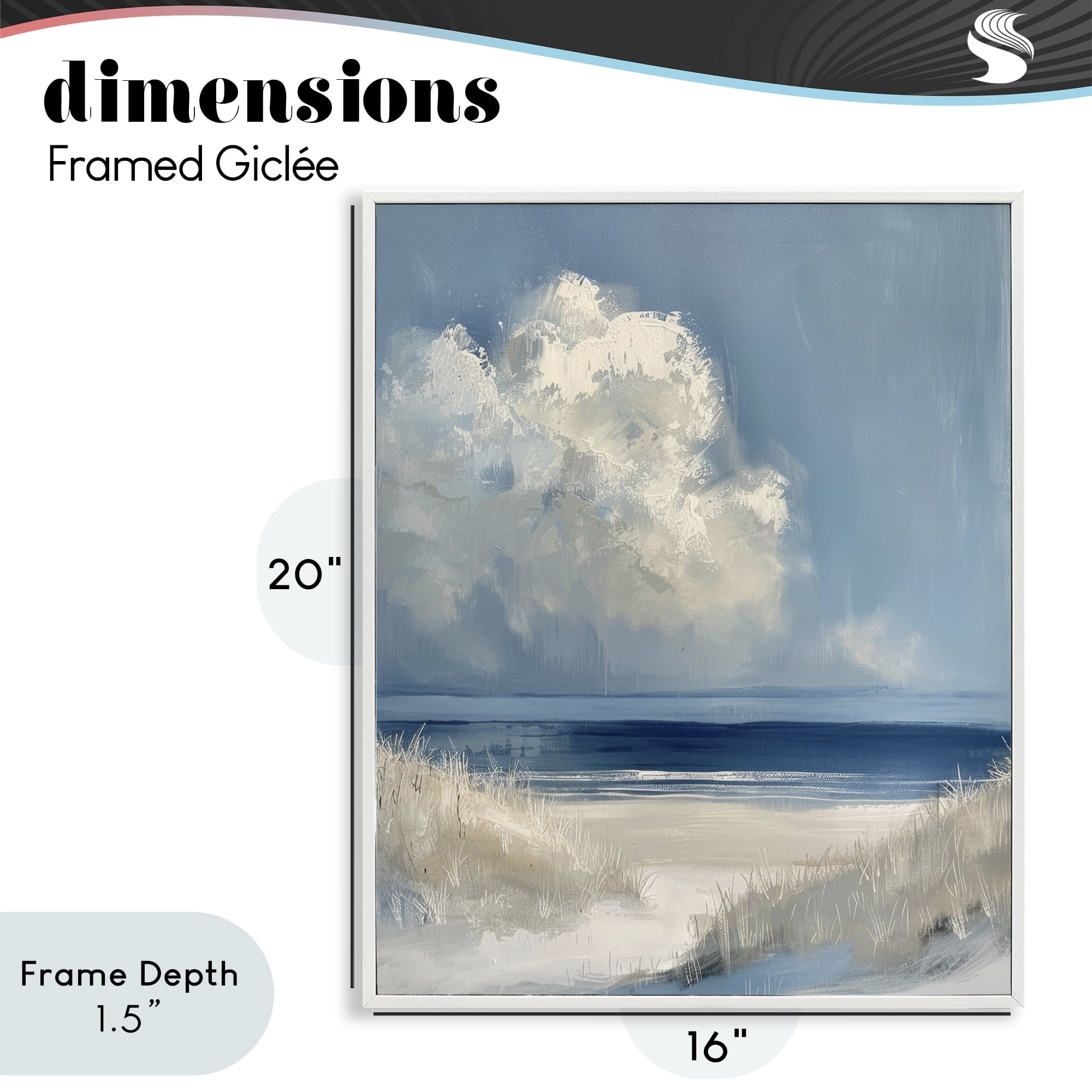 Stupell Industries Dark Waters Ahead White Framed Giclee Art, design by Petal Prints Design