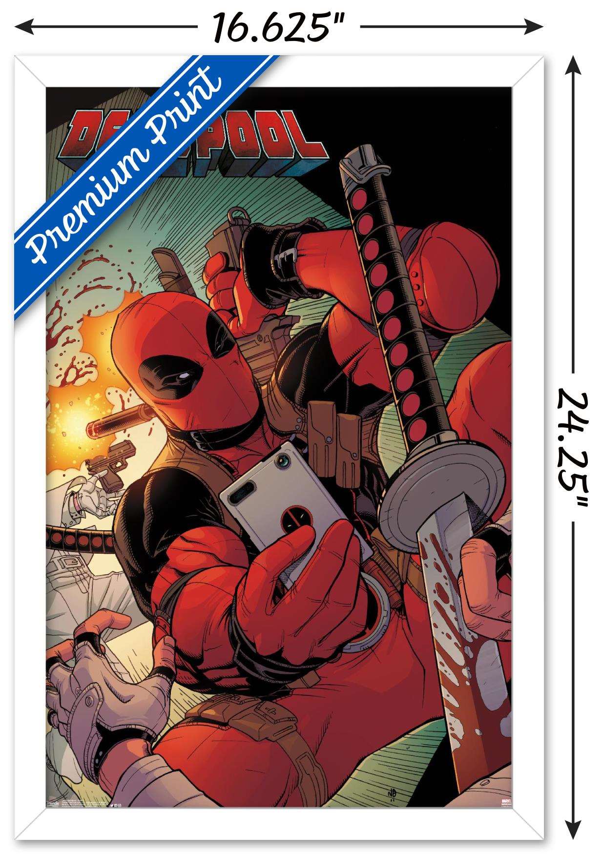 Marvel Comics - Deadpool - Selfie Wall Poster, 14.725" x 22.375", Framed
