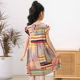 thumbnail image 3 of Big Girls Summer Dress Floral Swing Dresses Flutter Sleeveless Cotton Crewneck Midi Dress Casual Cute Clothes, Khaki, 3 Years, 3 of 7