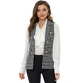 thumbnail image 1 of Chaqueta sin mangas Allegra K de tweed a cuadros para mujer con bolsillos Negro M, 1 of 5