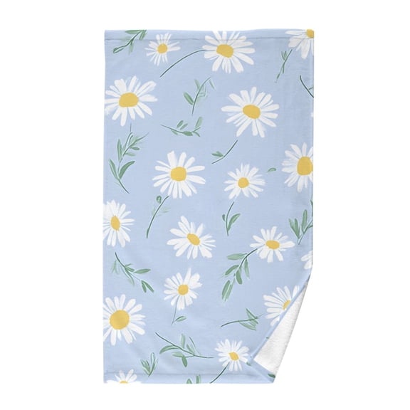 Daisy Pattern Hand Towel Cotton 16x28 in Soft Absorbent Quick Dry Bath Face Towel