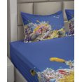 thumbnail image 2 of Ambesonne Underwater Fitted & Top Sheet Set with Shams, Tropical Corals Fish, Blue Yellow, 2 of 4