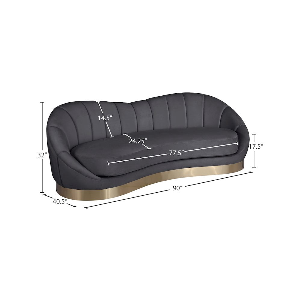 Meridian Furniture Shelly Gray Velvet Sofa