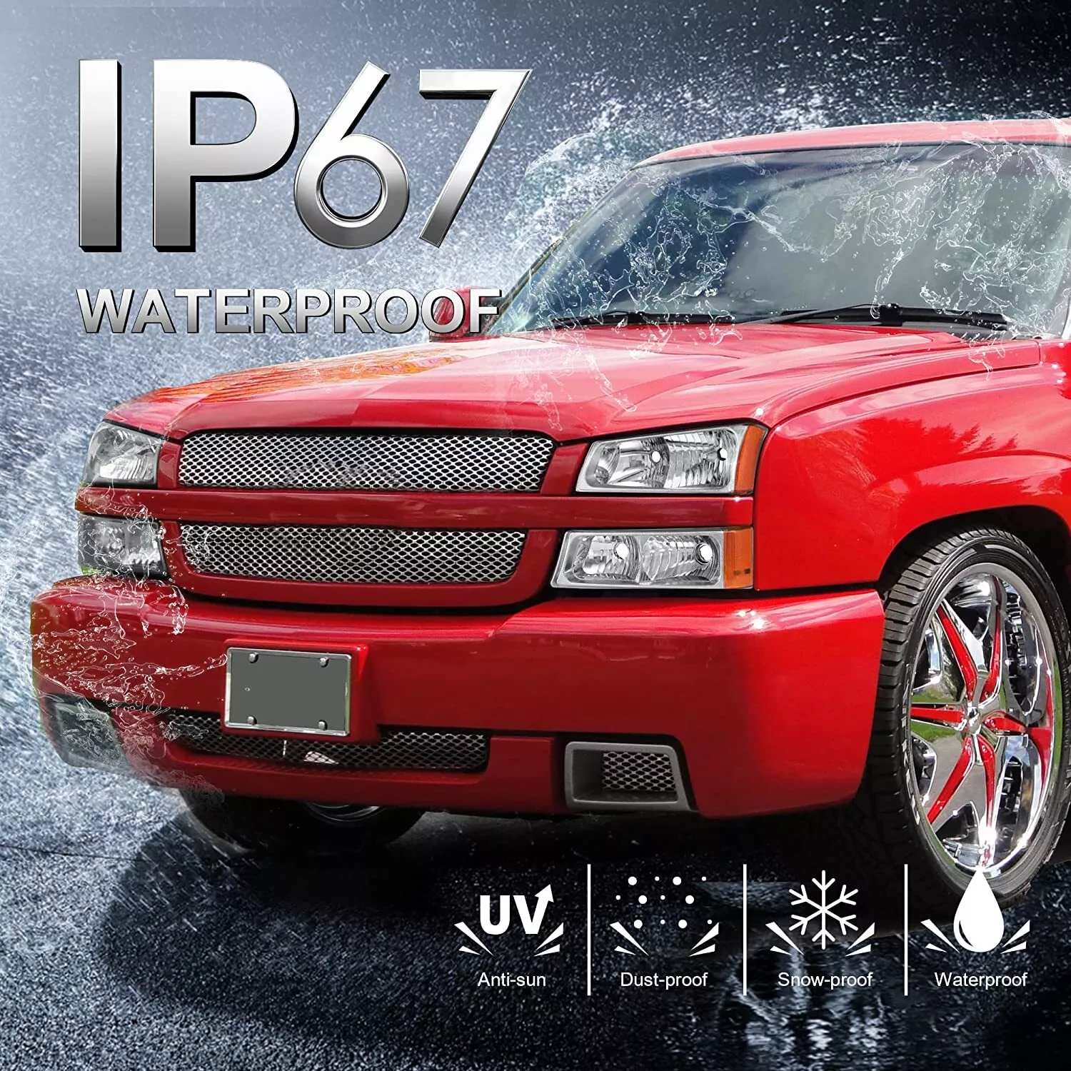 MOSTPLUS Fits 2003-2006 Chevy Silverado Avalance 1500 2500 3500 Chrome Headlights Assembly