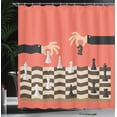 thumbnail image 3 of Ambesonne Board Game Shower Curtain, Cartoon Chess 2 Hands, 69"Wx70"L, Coral Black, 3 of 4