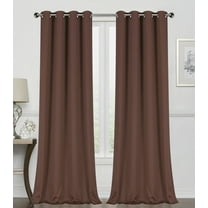 Regal Home Collections 2 Pack 100% Blackout Thermal Energy Saving Grommet Top Curtain Panels - Brown, 45 in. Long