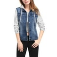 thumbnail image 2 of DARING DIVA Women's Layered Outerwear Hooded Denim Jacket XS Dark Blue, 2 of 6