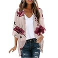thumbnail image 2 of Nrmvnmi Women's 2024 Open Front Lightweight Cardigans Floral Print Puff Sleeve Kimono Cardigan Loose Boho Cover Ups Casual Tops 2024 Trendy Lightweight Resort Wear, 2 of 5