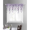 thumbnail image 3 of Purple Teal Botanical Swag Valances for Windows, Watercolor Spring Eucalyptus Leaves Rod Pocket Sheer Valances for Windows, Swag Toppers Light Filtering for Kitchen Living Room 2 Panels 36''x63'', 3 of 6