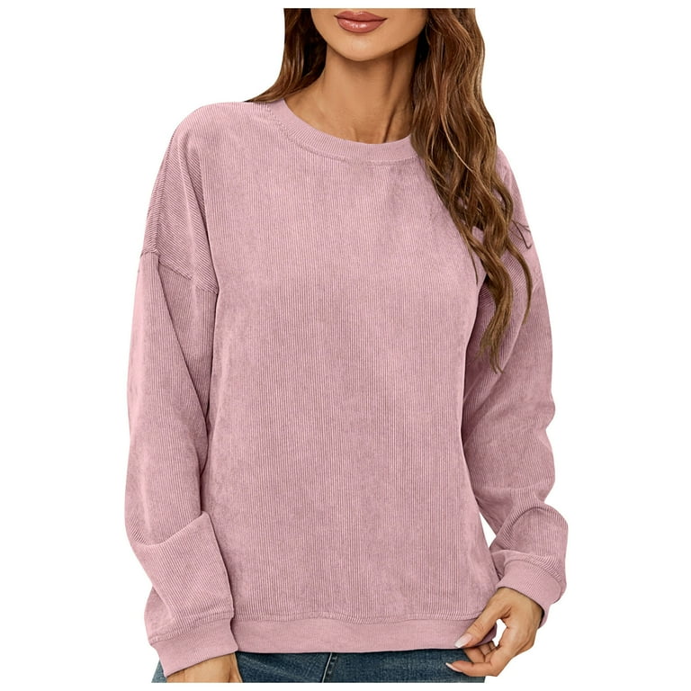 LTTVQM Oversized Corduroy Sweatshirt for Women Long Sleeve