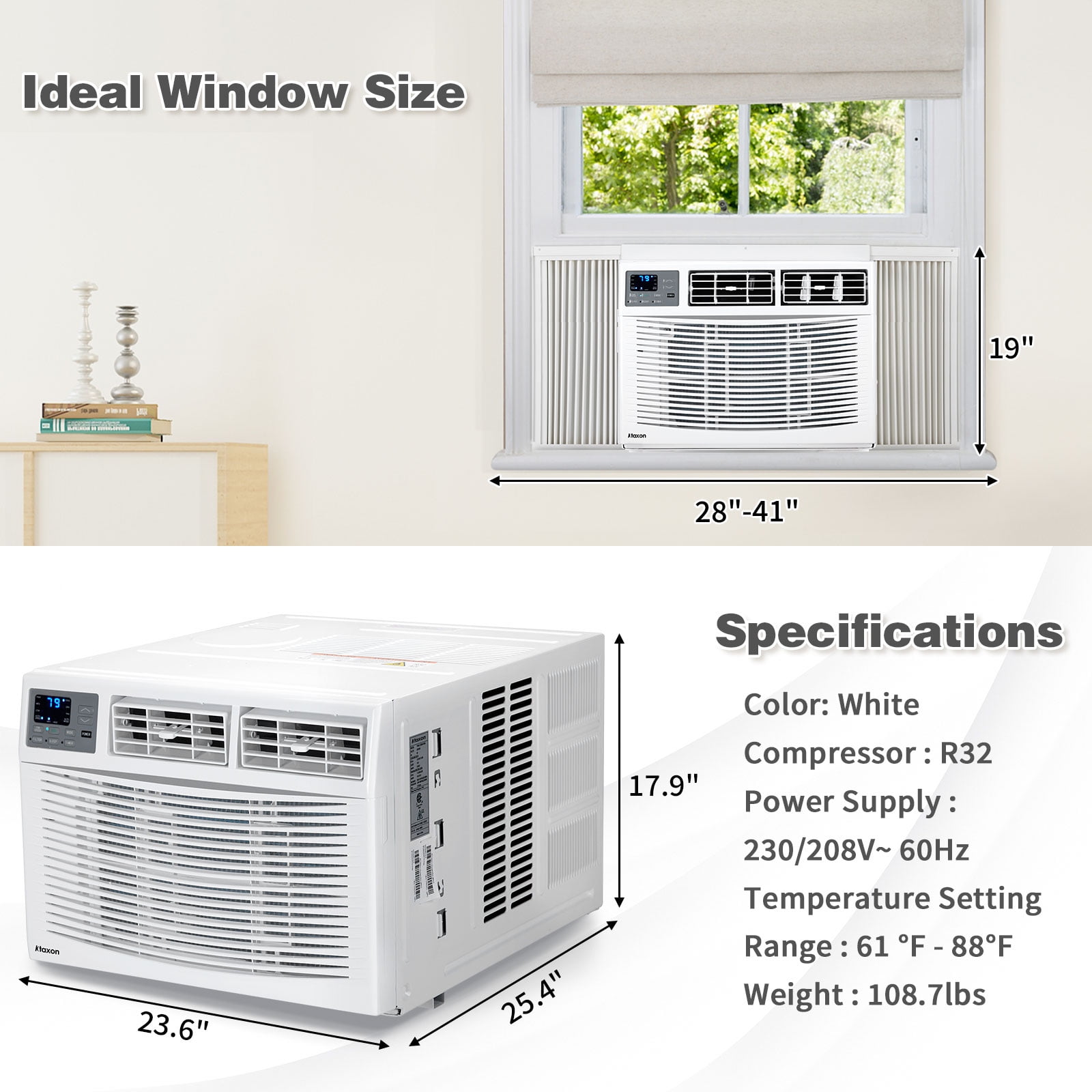 Ktaxon 18000 BTU Window Air Conditioner with Heat, Window AC Unit & Heater Combo with APP & Voice Smart Control, Timer Function & Easy Installation Kit, Work with Alexa/Google Assistant, 208/230V